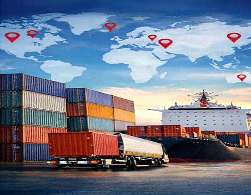 Illustration of international cargo logistics
